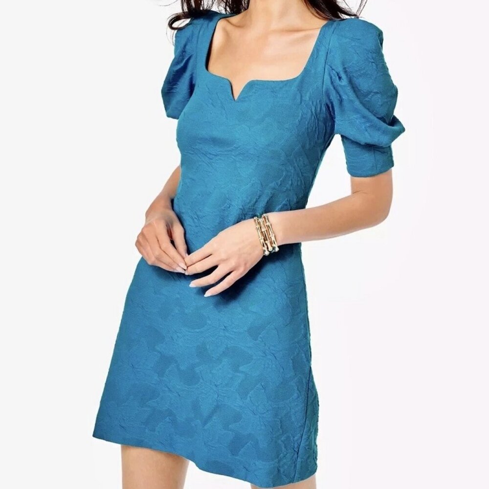 Lilly Pulitzer NEW Feona Teal Bay Knit Pucker Jacquard Dress orig. $198, SIZE S
